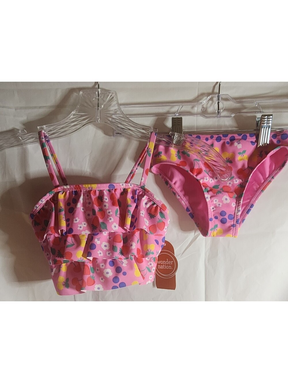 Toddler Girls' 2-Piece Pink Floral Ruffle Tankini Swimsuit